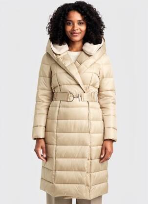 Doudoune manches longues a capuche beige RINASCIMENTO femme