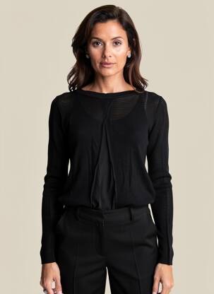Pull maille ajourée manches longues noir ALAIN MURATI femme