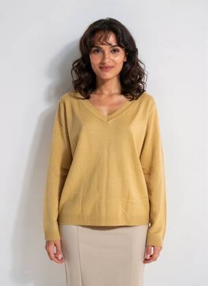 Pull coupe droite manches longues marron SMITON femme