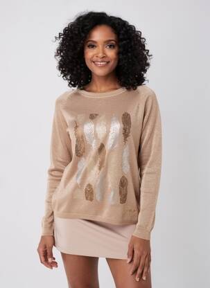 Pull coupe droite manches longues marron CHERRY COUTURE femme