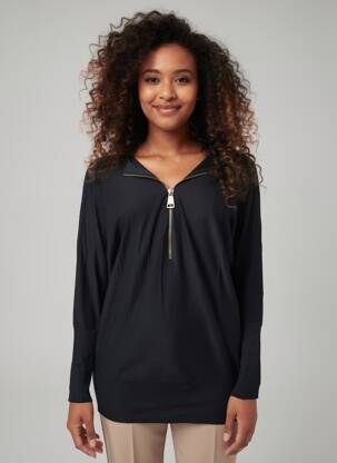 Pull tunique manches longues manches longues noir C.M.P 55 femme