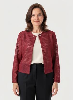 Gilet manches longues col rond rouge VETISTYLE femme