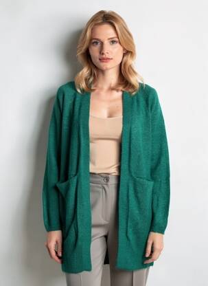 Gilet manches longues stretch vert ICHI femme