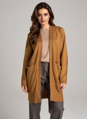 Gilet manches longues stretch marron ICHI femme