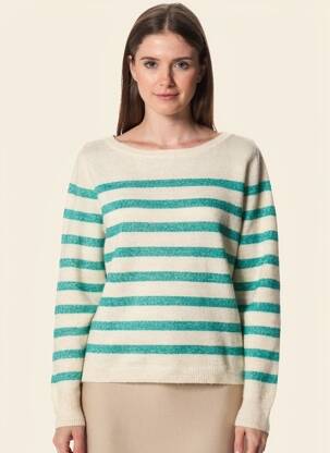 Pull stretch manches longues vert ICHI femme