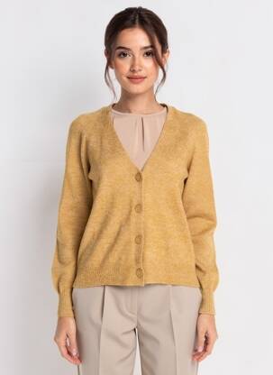 Gilet manches longues resserrée sur le bas beige ICHI femme