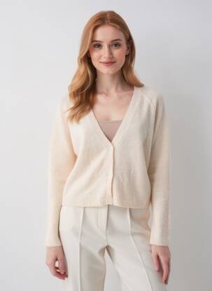 Gilet manches longues coupe cintrée beige GRACE & MILA femme