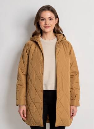 Doudoune manches longues a capuche marron ICHI femme