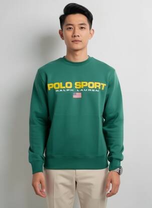 Sweat-shirt stretch manches longues vert RALPH LAUREN homme