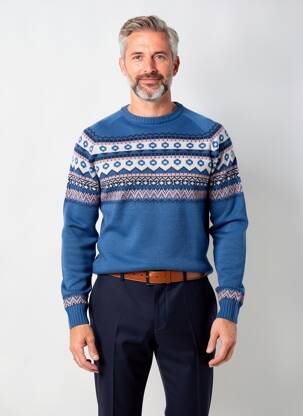 Pull tissage jacquard manches longues bleu FYNCH-HATTON homme