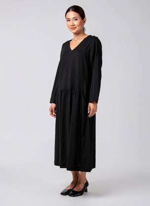 Robe mi-longue manches longues manches longues noir MASAI femme
