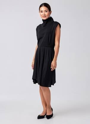 Robe pull stretch manches courtes noir SEMIOLOGY femme