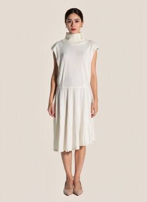 Robe pull stretch manches courtes blanc SEMIOLOGY femme