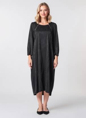 Robe mi-longue manches longues manches longues noir ELSEWHERE femme