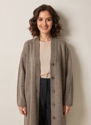 Gilet manches longues fermeture boutonnée sur le devant marron MASAI femme
