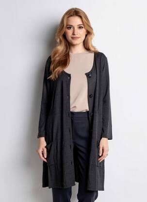 Gilet manches longues col rond gris G!OZE femme