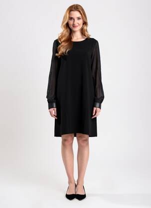 Robe mi-longue manches longues manches longues noir SEMIOLOGY femme