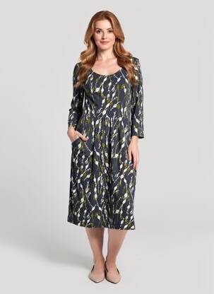 Robe mi-longue imprimé fantaisie manches longues bleu WHITE STUFF femme