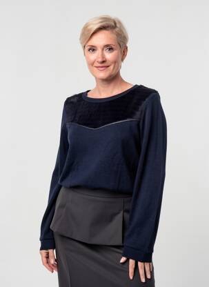 Pull coupe cintrée manches longues bleu GARELLA femme