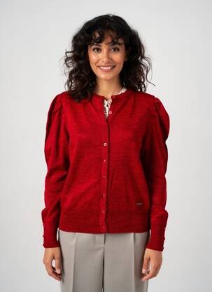 Gilet manches longues col rond rouge AGATHE & LOUISE femme