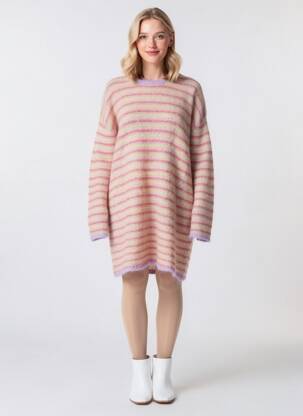 Robe pull stretch manches longues violet AMERICAN VINTAGE femme