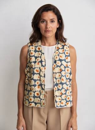 Gilet sans manche coupe droite beige ARSENE ET LES PIPELETTES femme