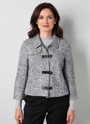 Manteau court coupe droite sans capuche gris CHRISTINE LAURE femme