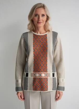 Pull stretch manches longues gris GUY DUBOUIS femme