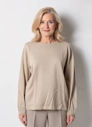 Pull tissage chiné manches longues marron QUATRE VINGT JOURS femme