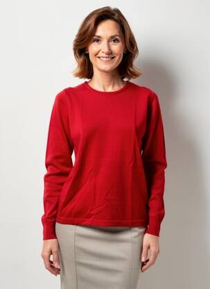 Pull coupe cintrée manches longues rouge QUATRE VINGT JOURS femme