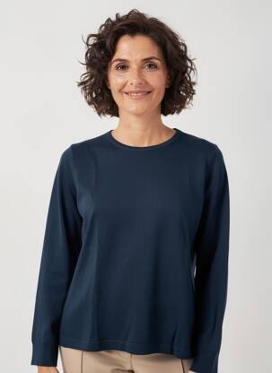 Pull stretch manches longues bleu QUATRE VINGT JOURS femme