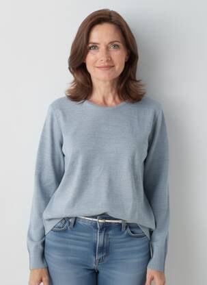 Pull tissage chiné manches longues gris QUATRE VINGT JOURS femme
