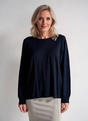 Pull coupe cintrée manches longues bleu QUATRE VINGT JOURS femme