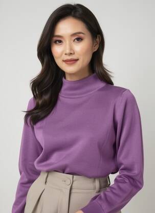 Pull stretch manches longues violet QUATRE VINGT JOURS femme