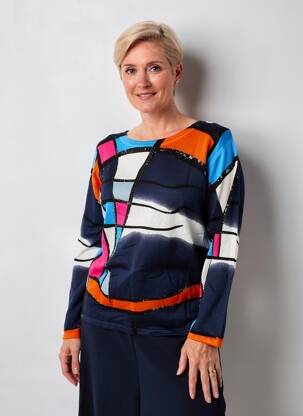 Pull coupe droite manches longues bleu GREGORY PAT femme