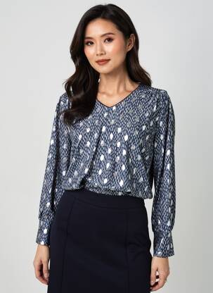 T-shirt imprimé fantaisie manches longues bleu MERI & ESCA femme