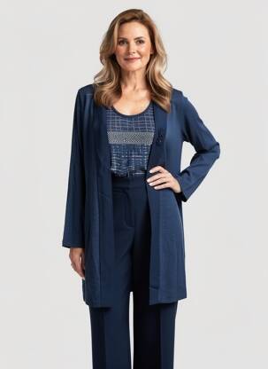 Pull tunique tissage chiné manches longues bleu GRIFFON femme