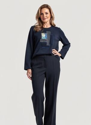 Pull coupe cintrée manches longues bleu GRIFFON femme
