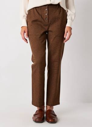 Pantalon chino poches taille haute marron C'EST BEAU LA VIE femme