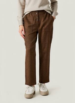 Pantalon chino poches taille haute marron C'EST BEAU LA VIE femme