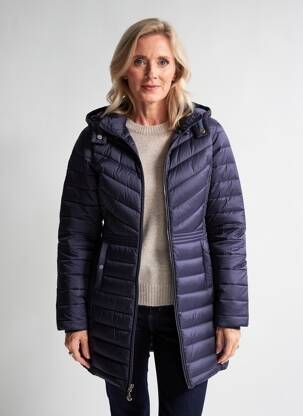 Doudoune poches a capuche bleu JULIE GUERLANDE femme