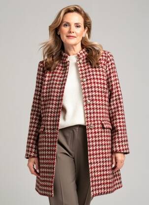 Manteau long coupe droite sans capuche rouge ESTEL COLLECTION femme