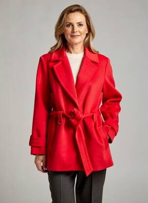 Manteau court poches sans capuche rouge ESTEL COLLECTION femme