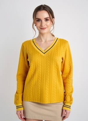 Pull coupe cintrée manches longues jaune PAUL BRIAL femme