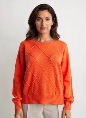 Pull stretch manches longues orange L'ATELIER D'ANNA femme