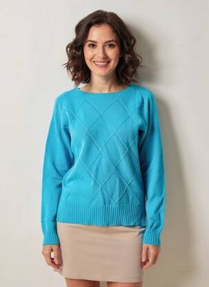 Pull stretch manches longues bleu L'ATELIER D'ANNA femme