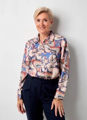 Chemisier imprimé fantaisie manches longues beige GRIFFON femme