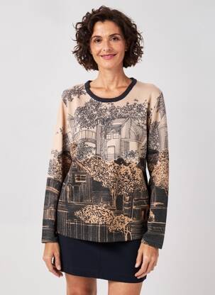 Pull coupe droite manches longues beige I.ODENA femme