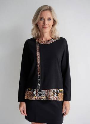 Pull coupe droite manches longues noir GUY DUBOUIS femme