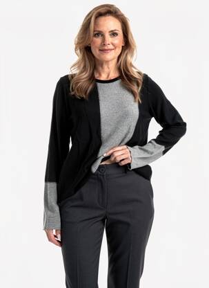 Pull coupe cintrée manches longues noir QUATRE VINGT JOURS femme